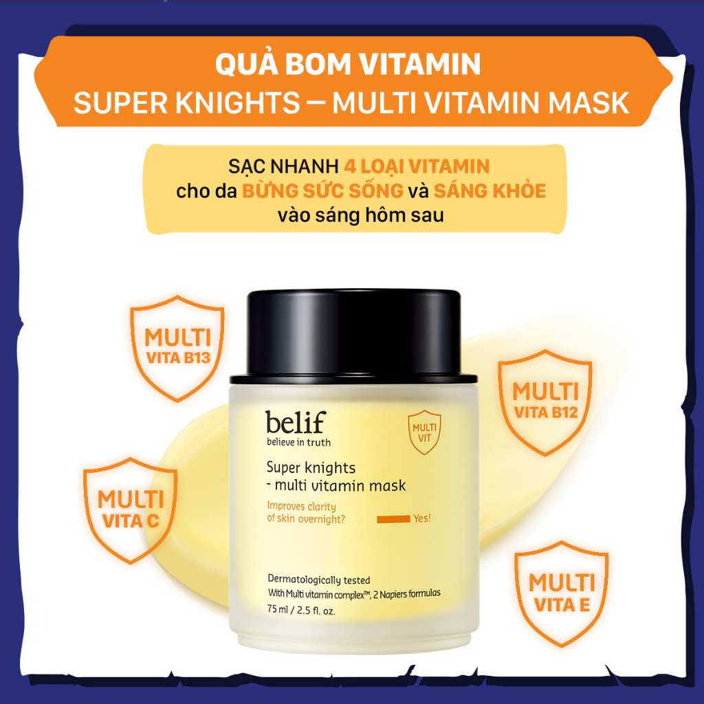 [HB Gift] Combo 5 gói Mặt nạ ngủ dưỡng ẩm và phục hồi da chuyên sâu belif Multi Vitamin Mask 3ml