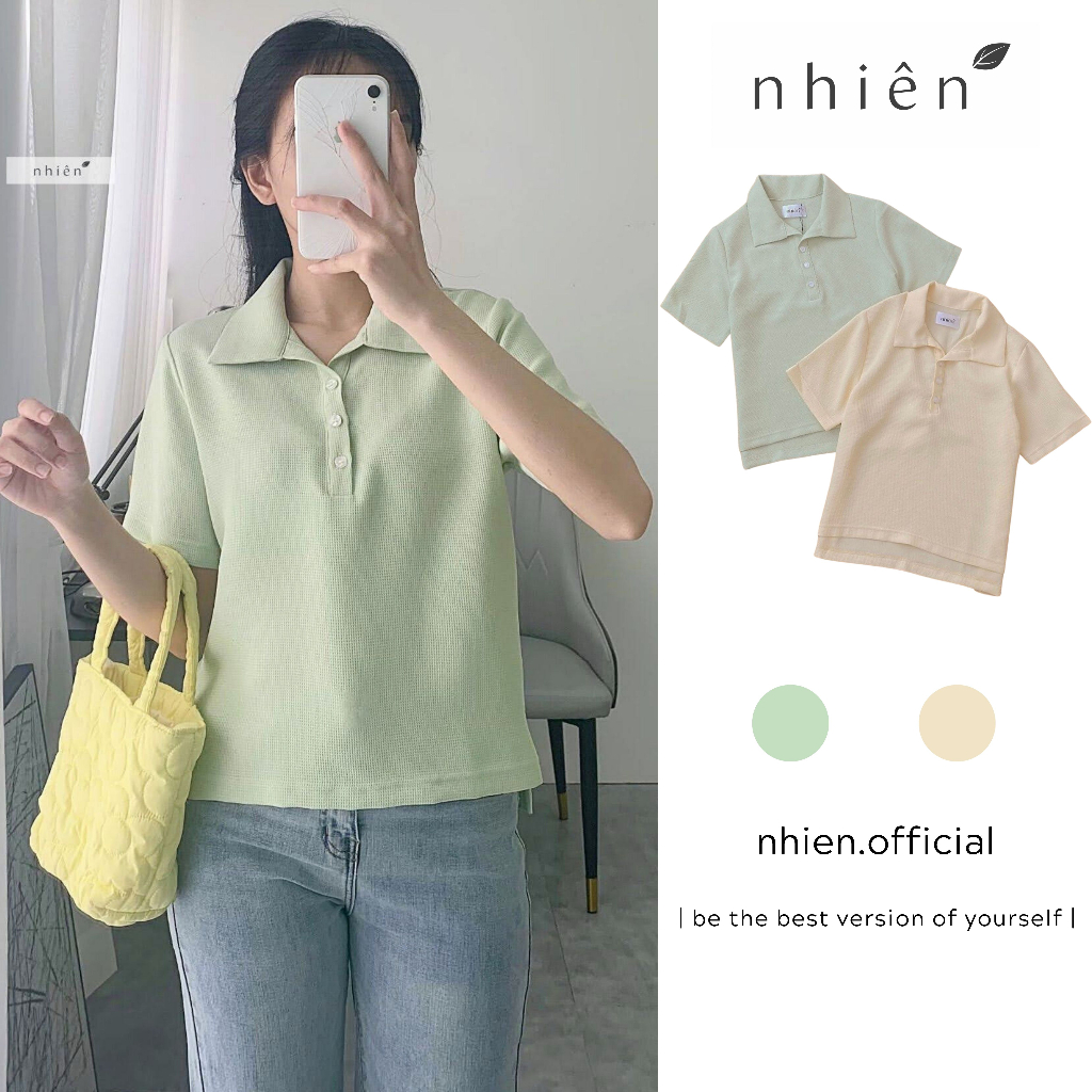 Áo thun nữ - Áo polo basic nữ nhiennhienvintage BA009
