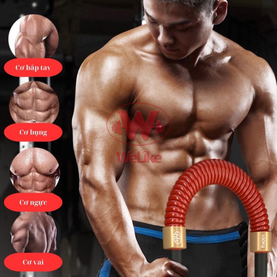 Gậy lò xo tập cơ tay 100kg Welike Dụng cụ bẻ tập cơ tay ngực tập gym thể dục thể thao 30 40 50 60 70 80 90 100 110 120kg