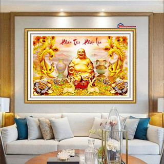 Tranh đính đá, tranh thêu chữ thập phật di lạc phát tài phát lộc LV3459 LG1616 VS132