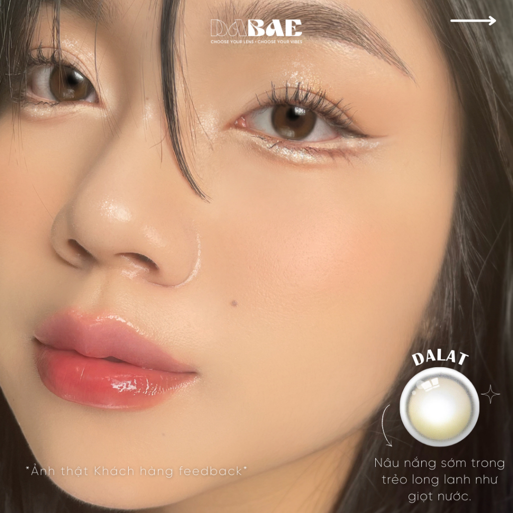 Dalat lens cận mắt kính áp tròng màu nâu tự nhiên trong veo có độ Hàn Quốc hãng lens dabae