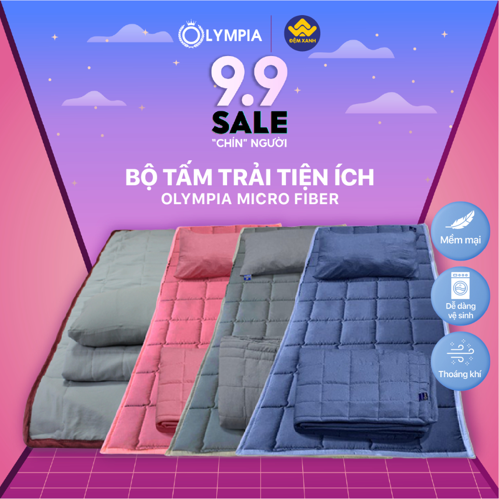Đệm văn phòng/Bộ tấm trải tiện ích Olympia Micro Fiber dung cho văn phòng, đi du lịch