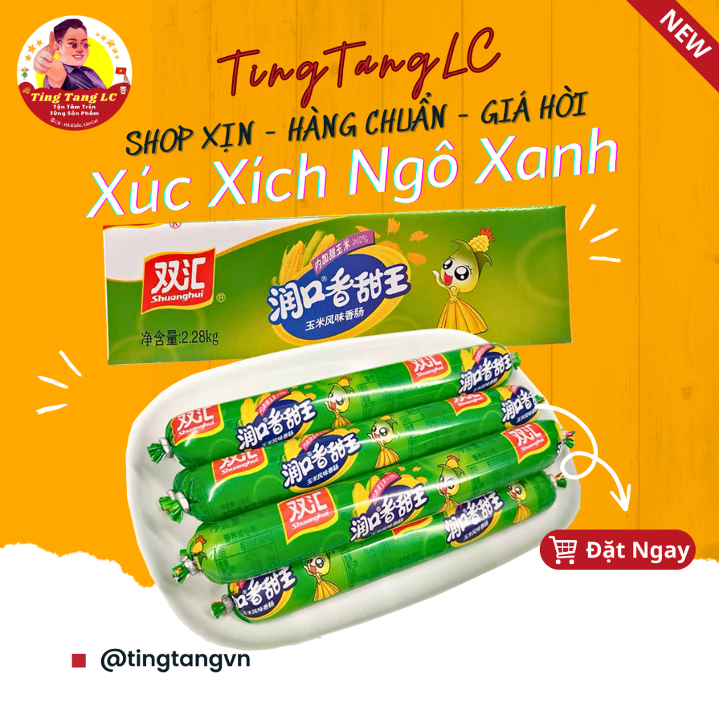 Xúc xích ngô xanh Shuanghui, xúc xích ăn liền 38gr/cái, Tingtanglc