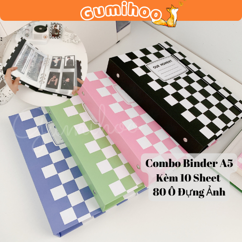 Gumihoo Binder A5 Caro đựng giấy refill, Lomo Card, Album Gia Đình, Poster, Polaroid, Sticker