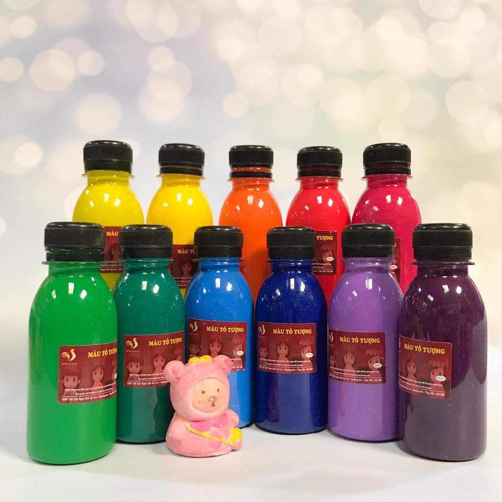 Bộ 20 Màu Nước Tô Tượng Thạch Cao Pha Sẵn Màu Thường HUNGACOLOR Chai 100ml