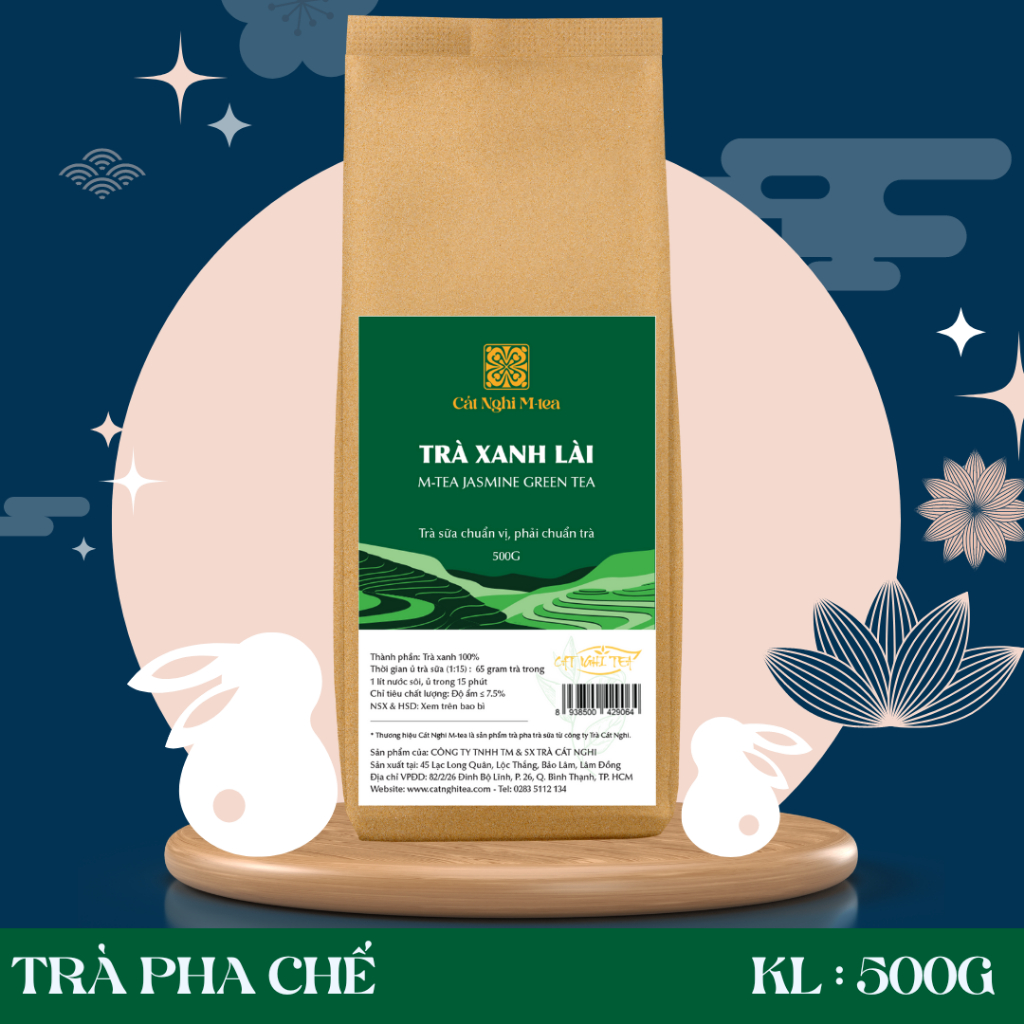 Trà Xanh Hương Lài [GÓI 500g] Trà xanh, Nguyên liệu pha trà sữa và trà trái cây -  Cát Nghi M-Tea