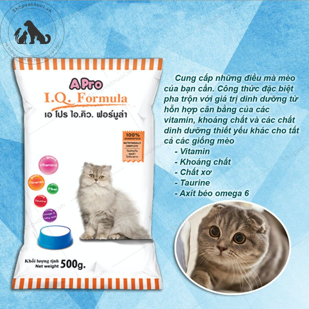 Hạt Khô Cho Mèo Apro IQ Formula Gói 500g
