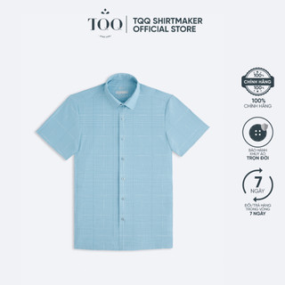 Áo sơ mi không đường may cao cấp TQQ SMK03C màu xanh dáng Slimfit ôm nhẹ, co giãn tốt, hạn chế nhăn hiệu quả
