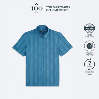 Áo sơ mi nam ngắn tay TQQ dáng Slimfit công sở ôm nhẹ K566cb xanh chất liệu Coolmax thoáng mát hạn chế nhăn