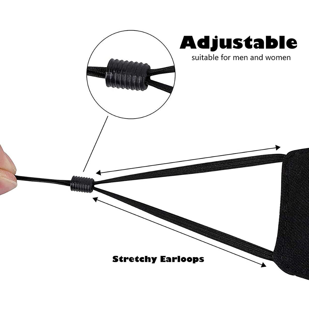 Khẩu trang, Khẩu trang vải cotton có kẽm mũi màu trơn tái sử dụng, dây rút điều chỉnh