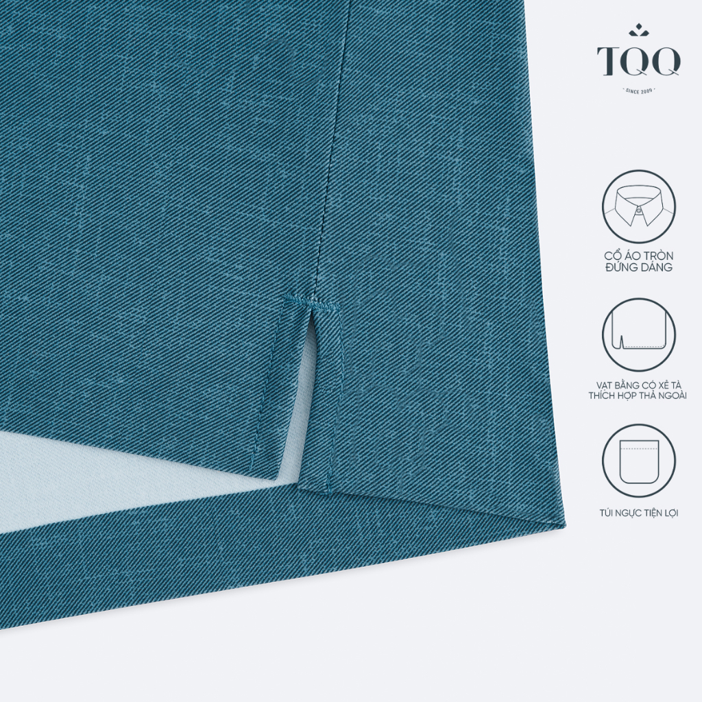 Áo sơ mi thun công nghệ không đường may cao cấp HT02C xanh  dáng Slimfit tôn dáng, hiện đại