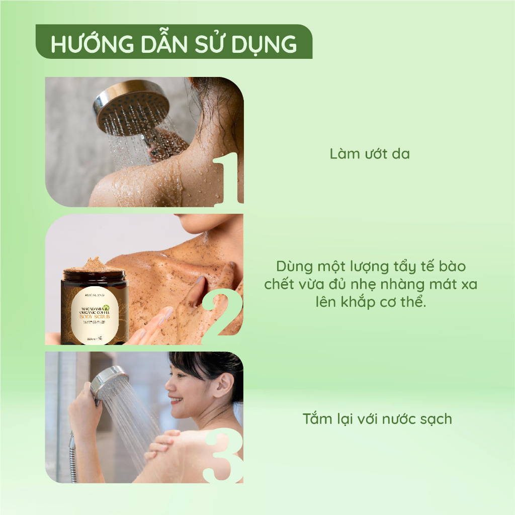 Tẩy Tế Bào Chết Body Scrub Cà Phê Organic-Mắc Ca 225g MACALAND Dưỡng Ẩm, Chăm Da Sáng Mịn