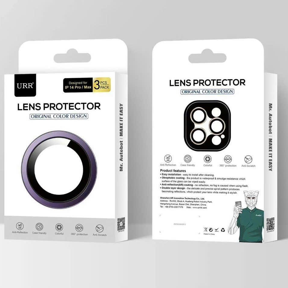 URR Autobot Camera Lens 3D PVD – Bộ dán bảo vệ 3 mắt camera IPhone 14 Pro Max / 13 Pro max , 2 tầng bảo vệ