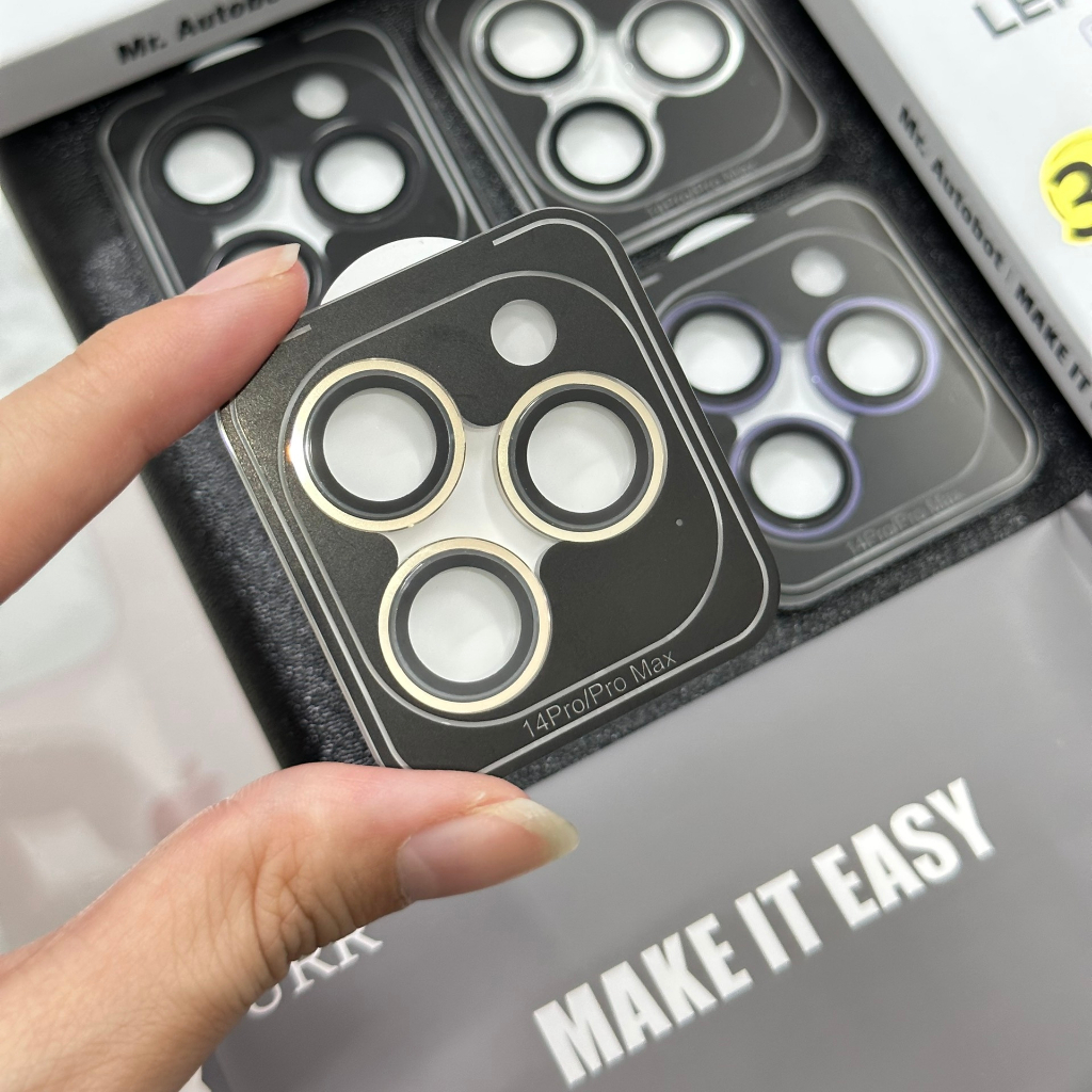 URR Autobot Camera Lens 3D PVD – Bộ dán bảo vệ 3 mắt camera IPhone 14 Pro Max / 13 Pro max , 2 tầng bảo vệ