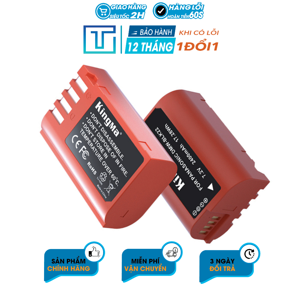 Bộ Pin sạc đôi KingMa DMW-BLK22 V4 cho Lumix  . BH 12 Tháng