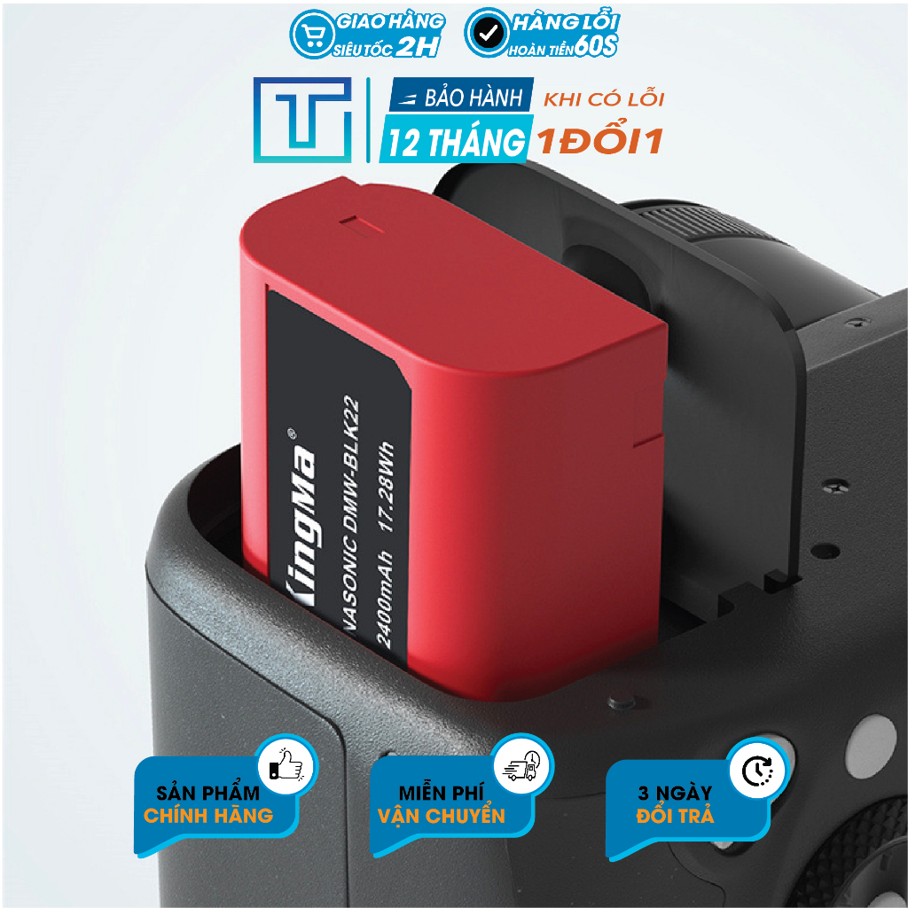 Bộ Pin sạc đôi KingMa DMW-BLK22 V4 cho Lumix  . BH 12 Tháng