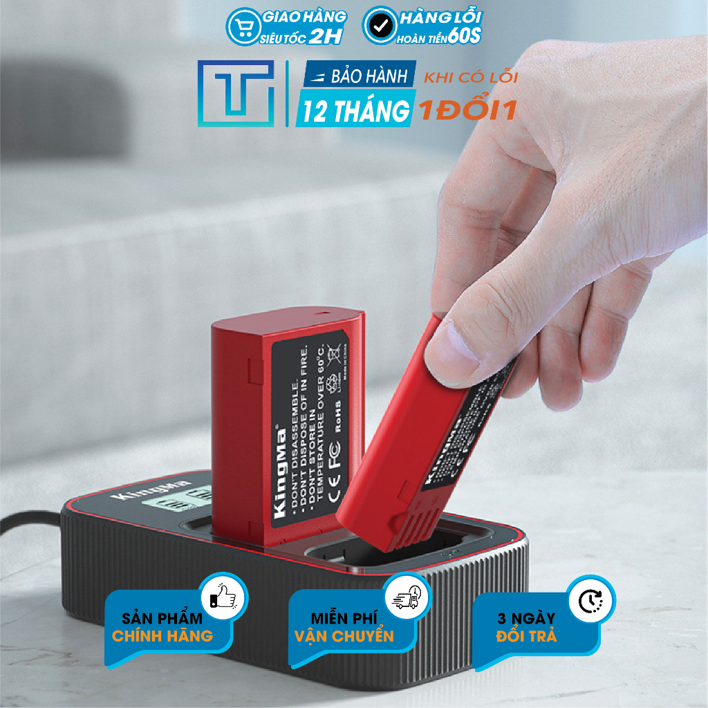 Bộ Pin sạc đôi KingMa DMW-BLK22 V4 cho Lumix  . BH 12 Tháng