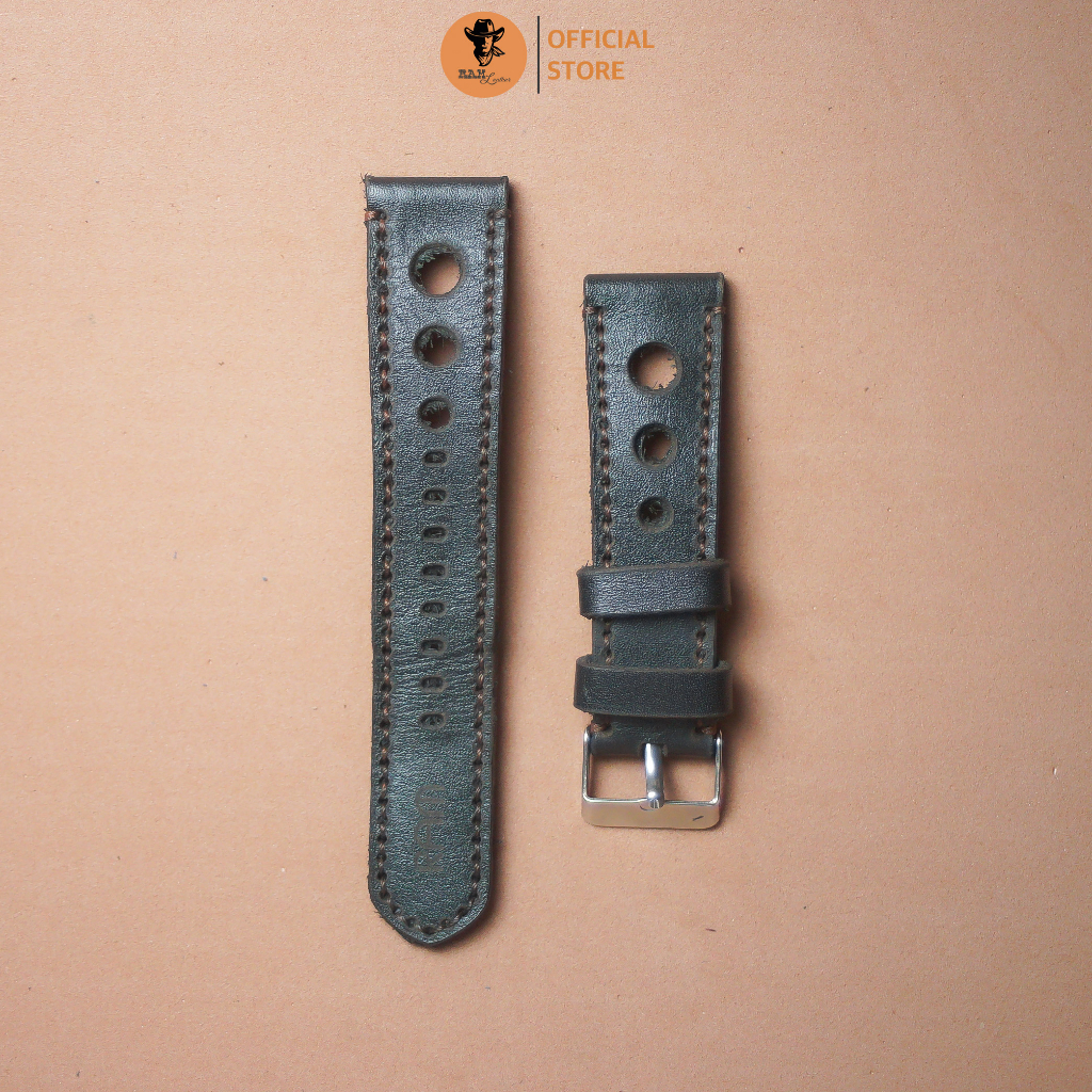 Dây Đồng Hồ Cho Casio AE 1200 WHD và đồng hồ dây 18mm Da Bò Đen Kiểu Mỹ Bền Đẹp RAM Leather D2