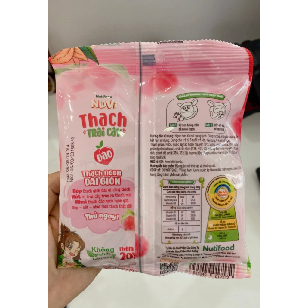 Thùng 12 túi Nuvi Thạch Trái Cây Gói 120g