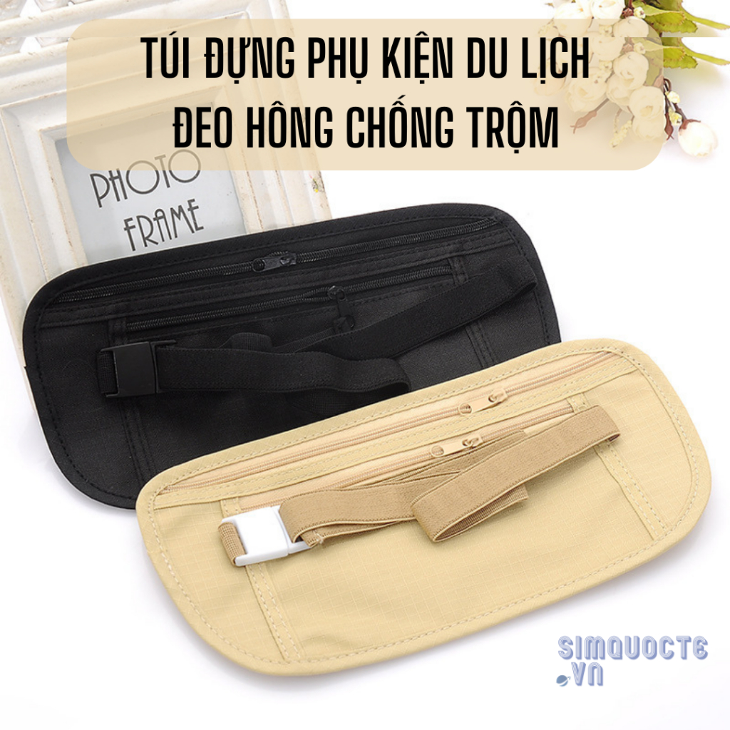 Túi đựng tiền thẻ điện thoại ẩn trong áo chống trộm đi du lịch Túi đeo hông chạy bộ thể thao 2 ngăn chống nước TDL29