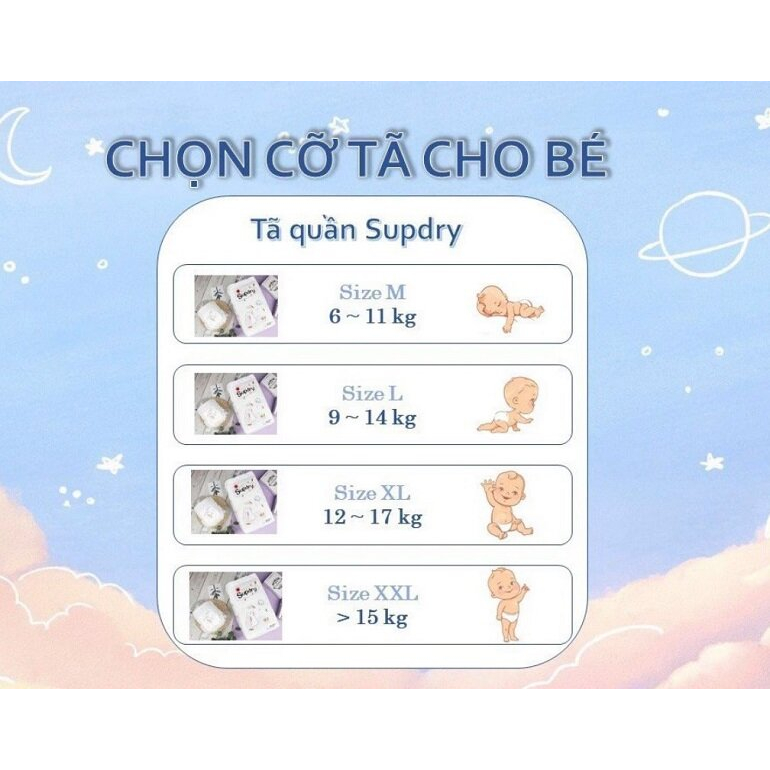 Bỉm tã dán/quần SUPDRY TRẮNG