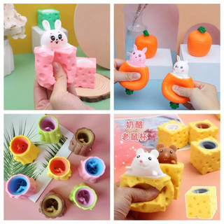 Đồ chơi bóp thỏ squishy trong cây bắp cải vui nhộn cho bé