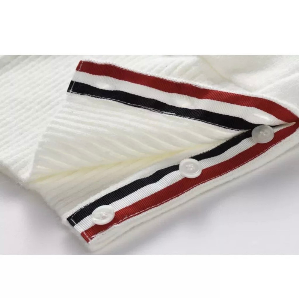 Áo Khoác Cardigan Thome Chất Len Gân Dày Dặn - Áo Khoác Cardigan 4 Sọc Kẻ Tay Phong Cách Hàn Quốc