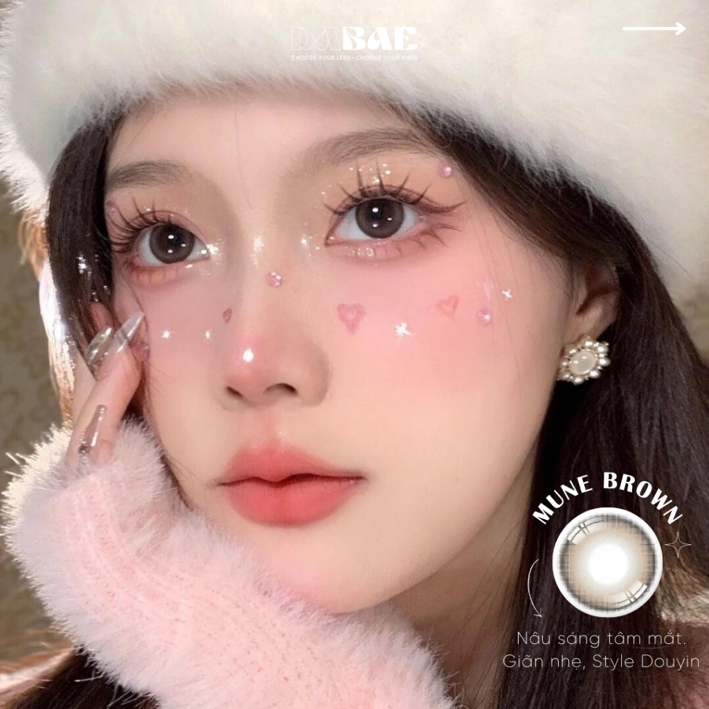Kính áp tròng Mune Brown/Gray lens cận mắt nâu/xám tự nhiên giãn nhẹ Hàn Quốc hãng I-sha