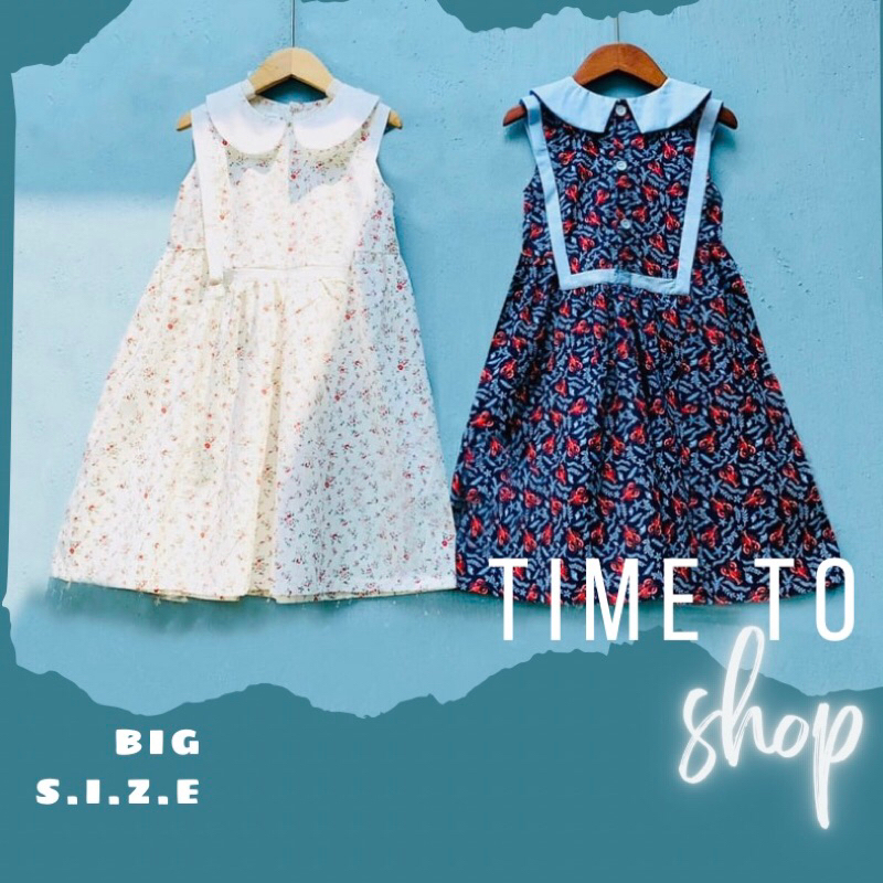 ĐẦM BÉ GÁI SIZE ĐẠI 6 7 8 9 10 Y, cổ lá sen, chất thô cotton thoáng mát