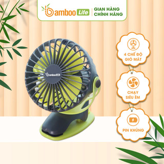 Quạt mini Bamboo Life dung lượng pin 4000mAh sử dụng lên đến 20H kẹp xe đẩy