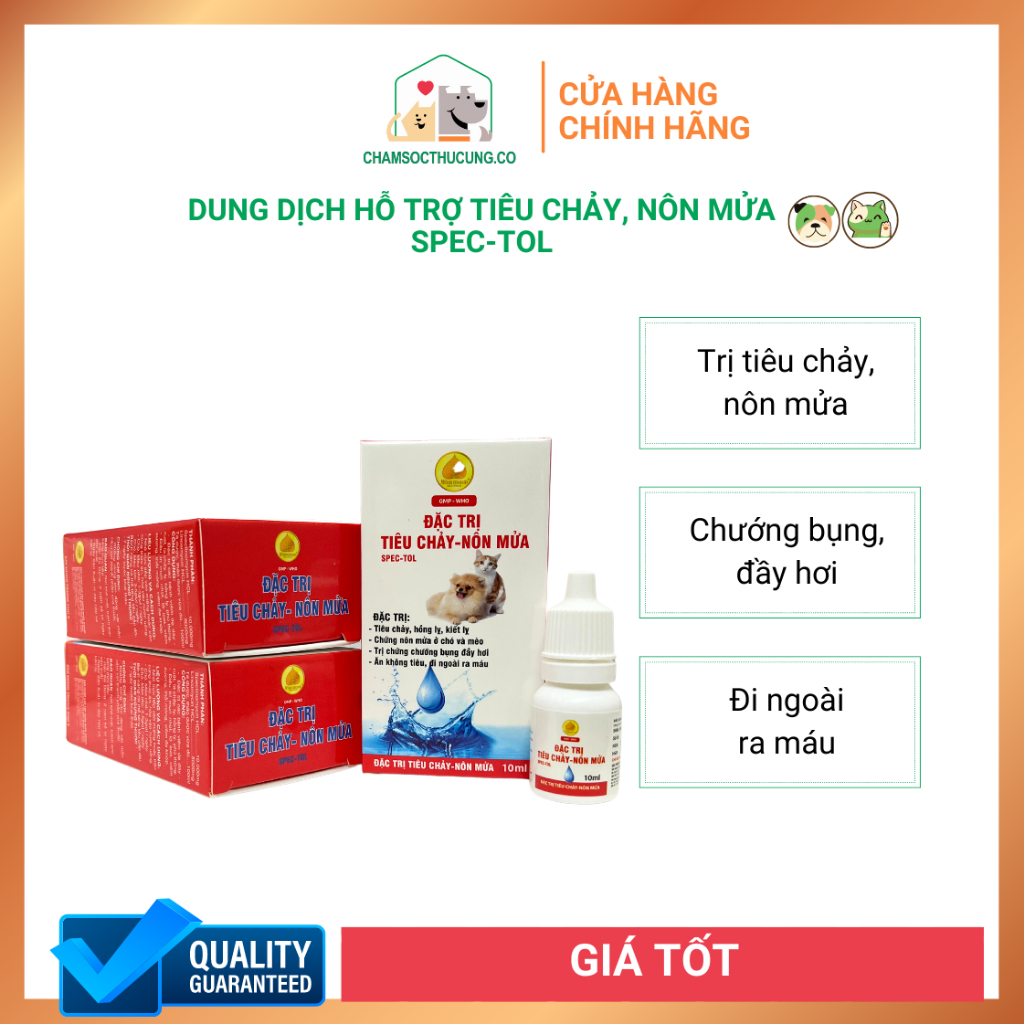 Dung Dịch Kiểm Soát Tiêu Chảy Nôn Mửa Chó Mèo Spec-Tol- Trị Tiêu Chảy Mèo- Winsgroup 10ml