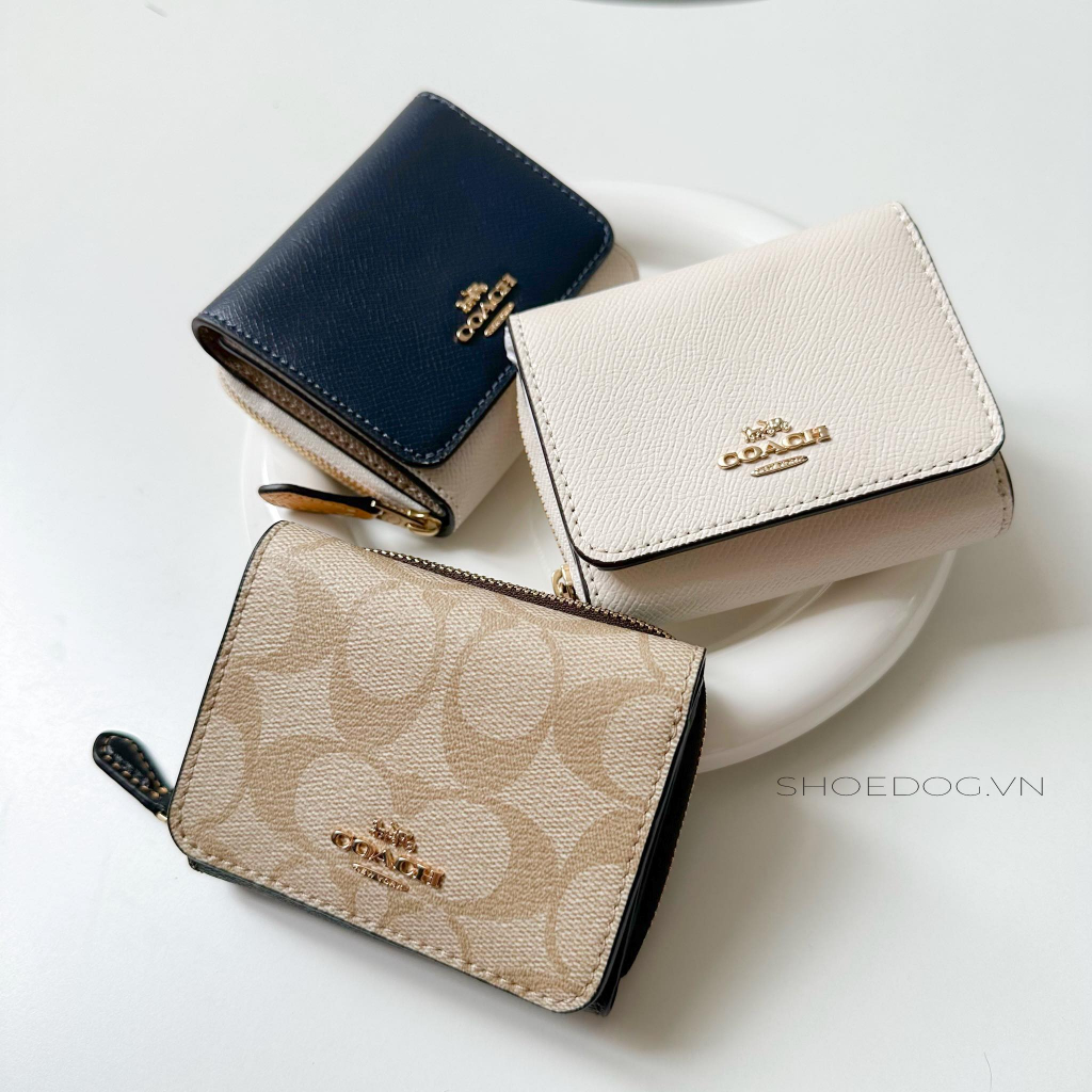 Ví Coach chính hãng gập kéo logo Coach Monogram Mini