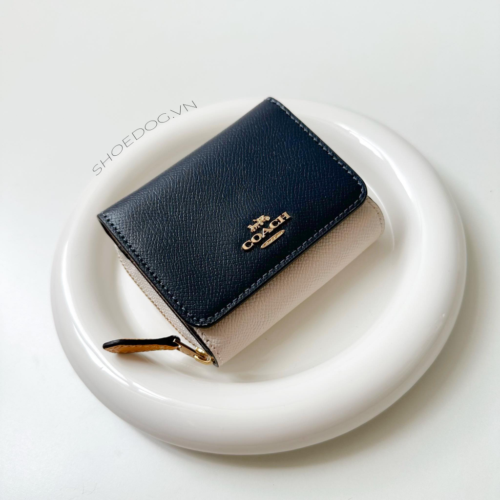 Ví Coach chính hãng gập kéo logo Coach Monogram Mini