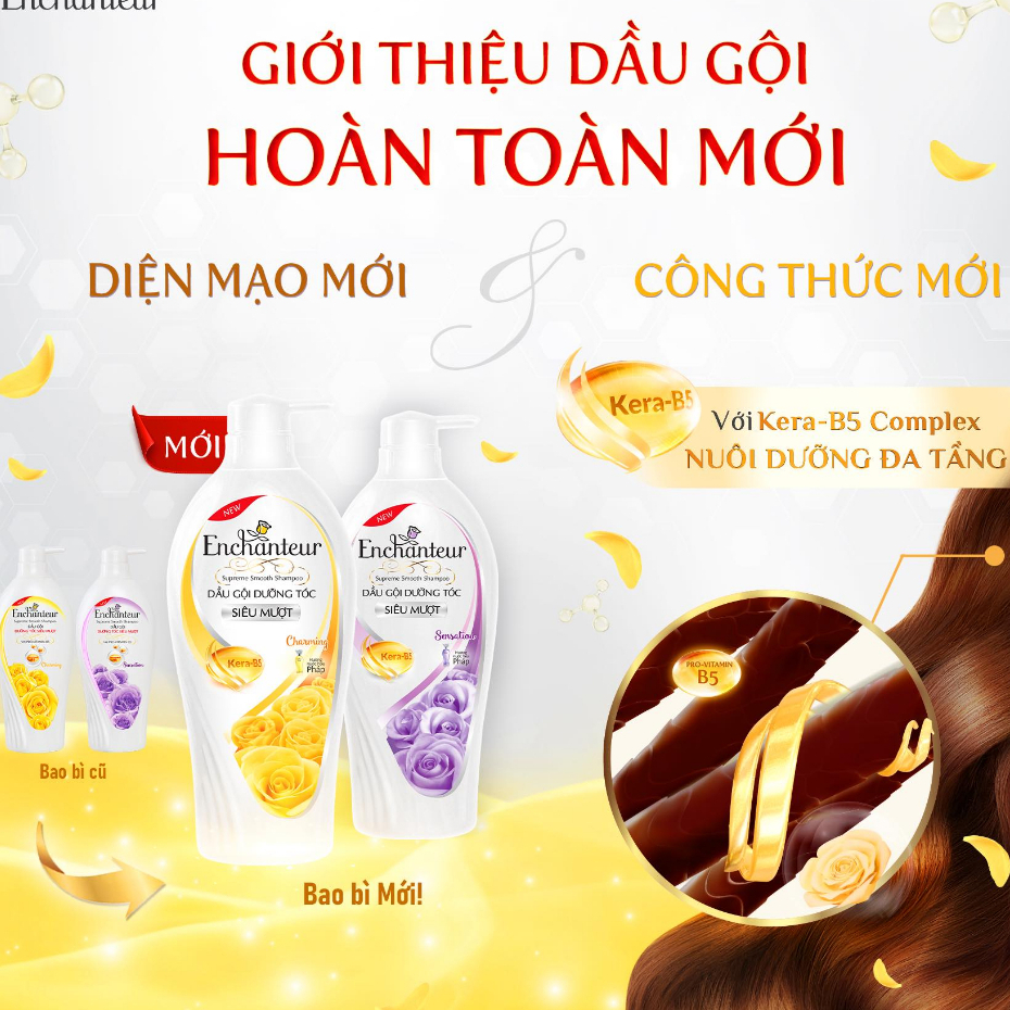 Dầu gội dưỡng tóc siêu mượt Enchanteur Charming Keratin Mới