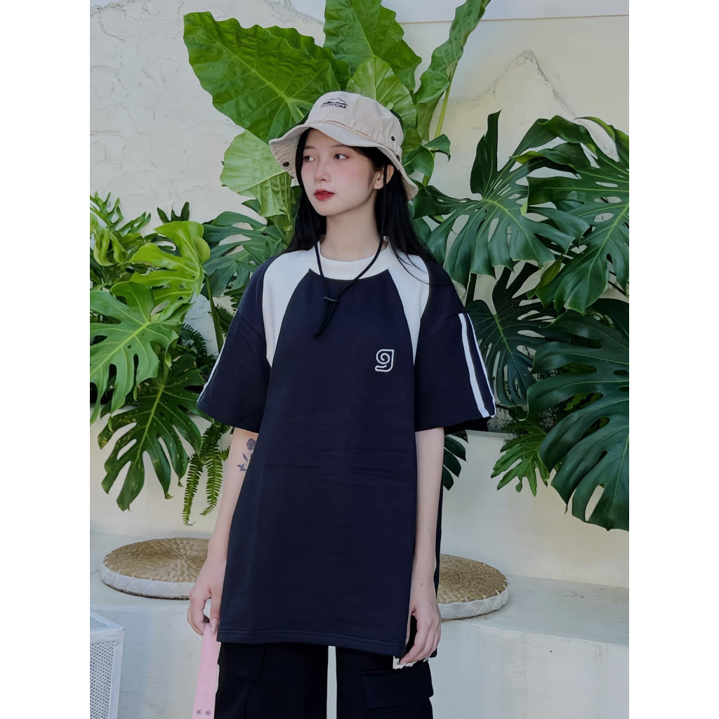Áo phông baby tee,áo thun nam nữ Unisex form rộng ráp lăng cổ tròn chất cotton co giãn phối màu thêu chữ trẻ trung