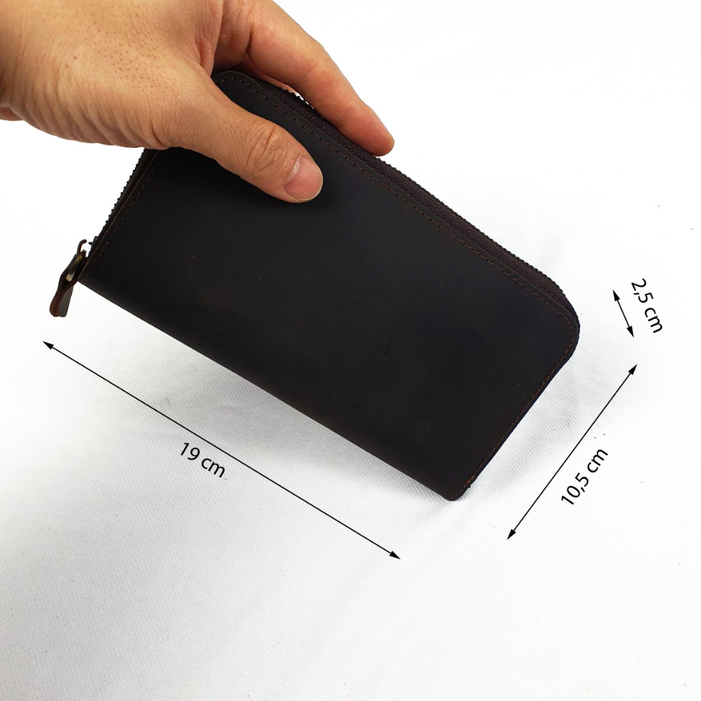 Ví dài cầm tay nam da bò sáp WL119LEA  - 100% da bò thật, BH 3 năm