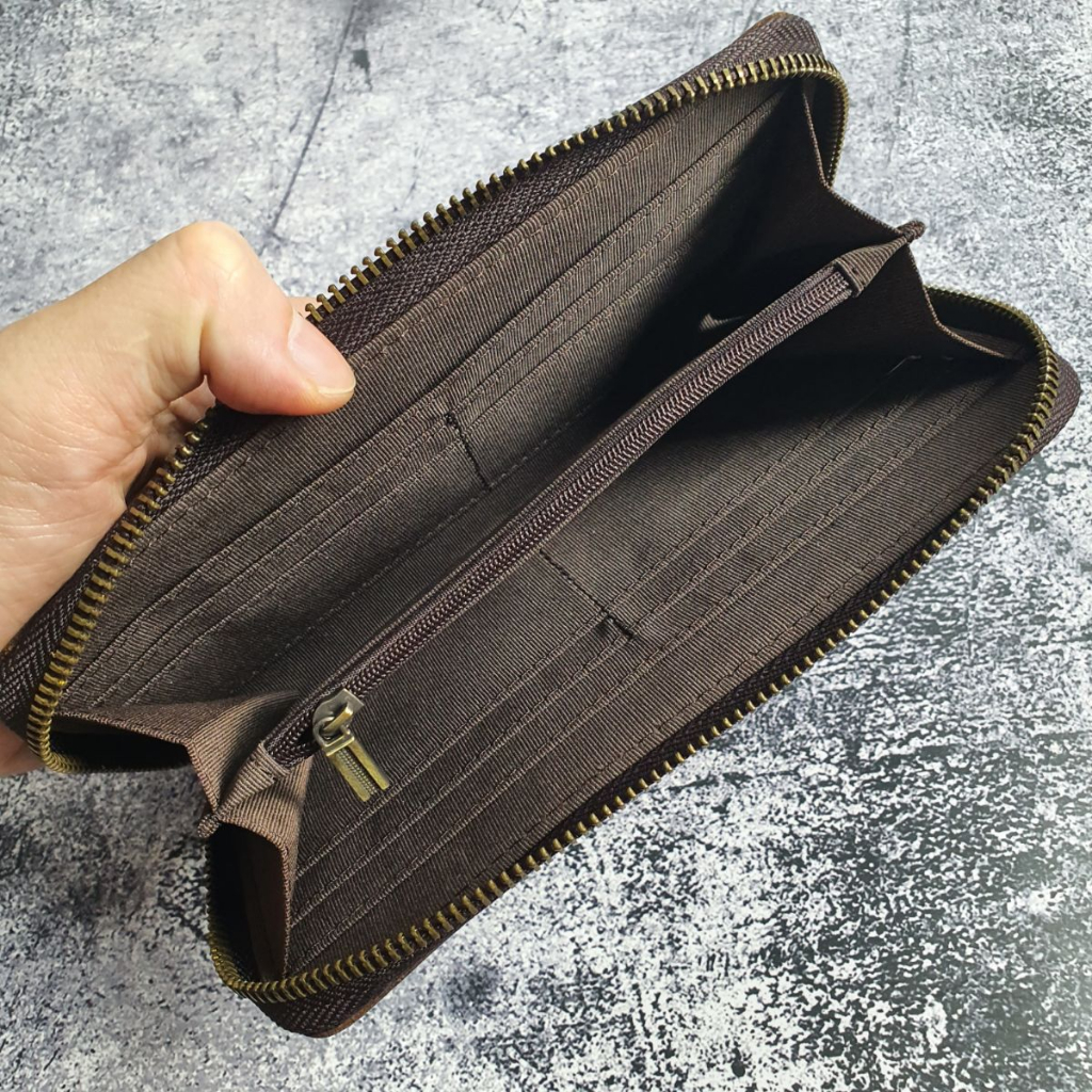 Ví dài cầm tay nam da bò sáp WL119LEA  - 100% da bò thật, BH 3 năm