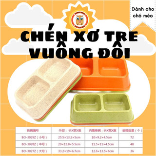 Chén xơ tre vuông đôi dành cho chó mèo