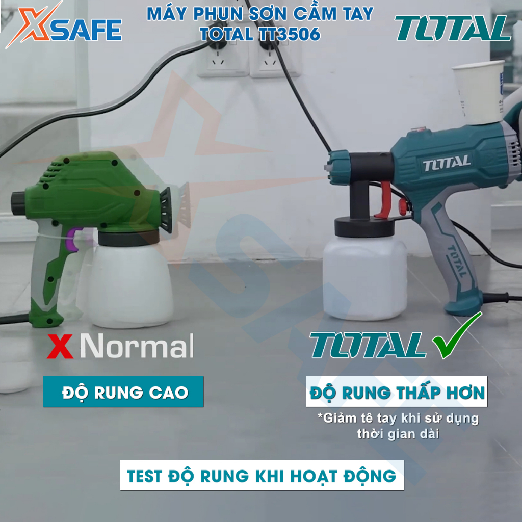 Máy phun sơn dùng điện TOTAL TT3506 Súng phun sơn 220-240V, công suất 450W, lưu lượng tối đa 380ml/phút - Chính hãng
