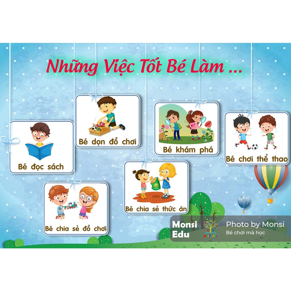 Bộ Hành Vi & Kỹ Năng Cho Bé- Học Liệu Bóc Dán Montessori