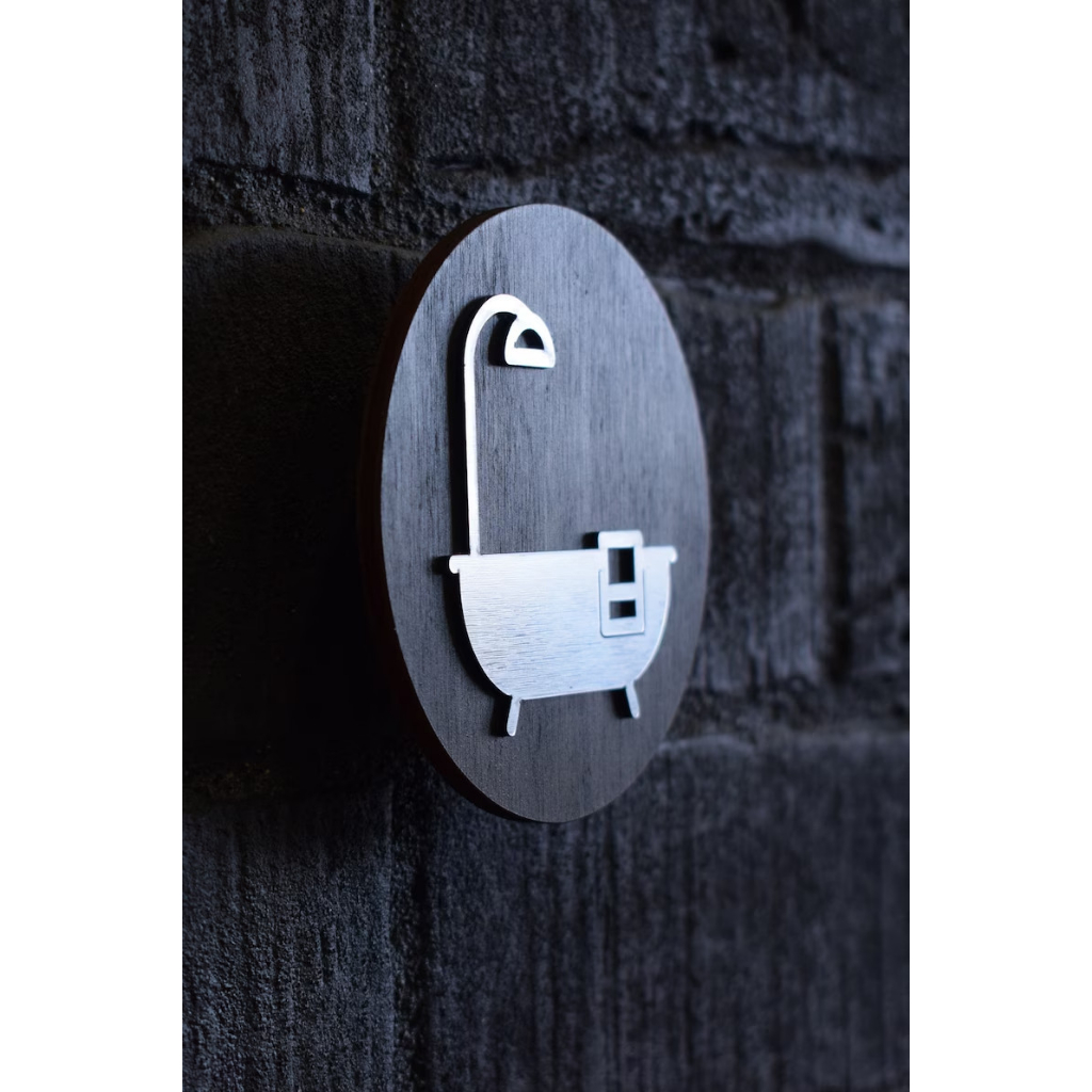 Sign cửa phòng tắm sang trọng, Bảng hiệu phòng tắm, Trang trí phòng tắm, Bảng hiệu cabin bằng Nhôm Aluminum chống nước