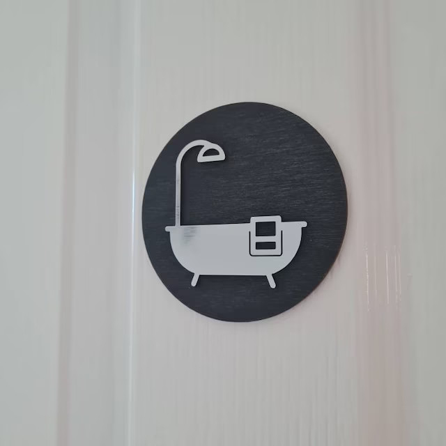 Sign cửa phòng tắm sang trọng, Bảng hiệu phòng tắm, Trang trí phòng tắm, Bảng hiệu cabin bằng Nhôm Aluminum chống nước