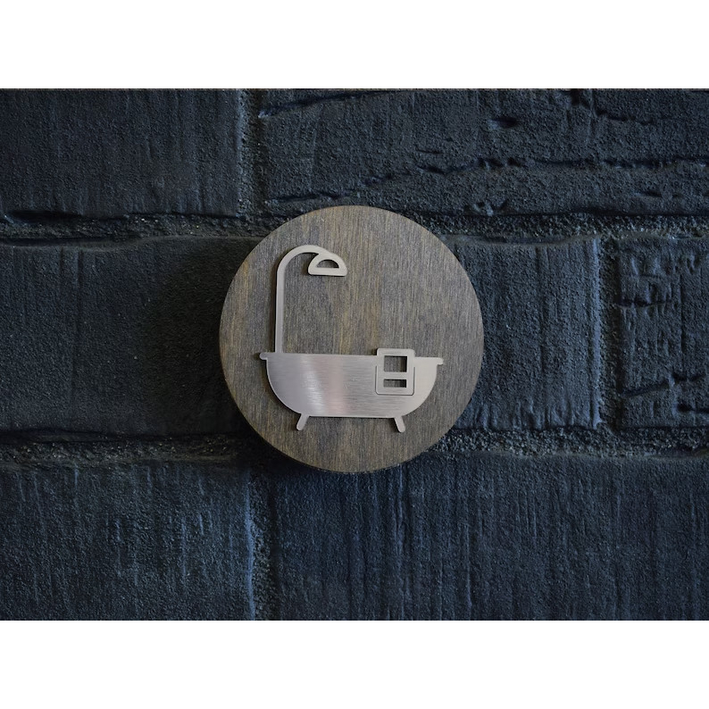 Sign cửa phòng tắm sang trọng, Bảng hiệu phòng tắm, Trang trí phòng tắm, Bảng hiệu cabin bằng Nhôm Aluminum chống nước