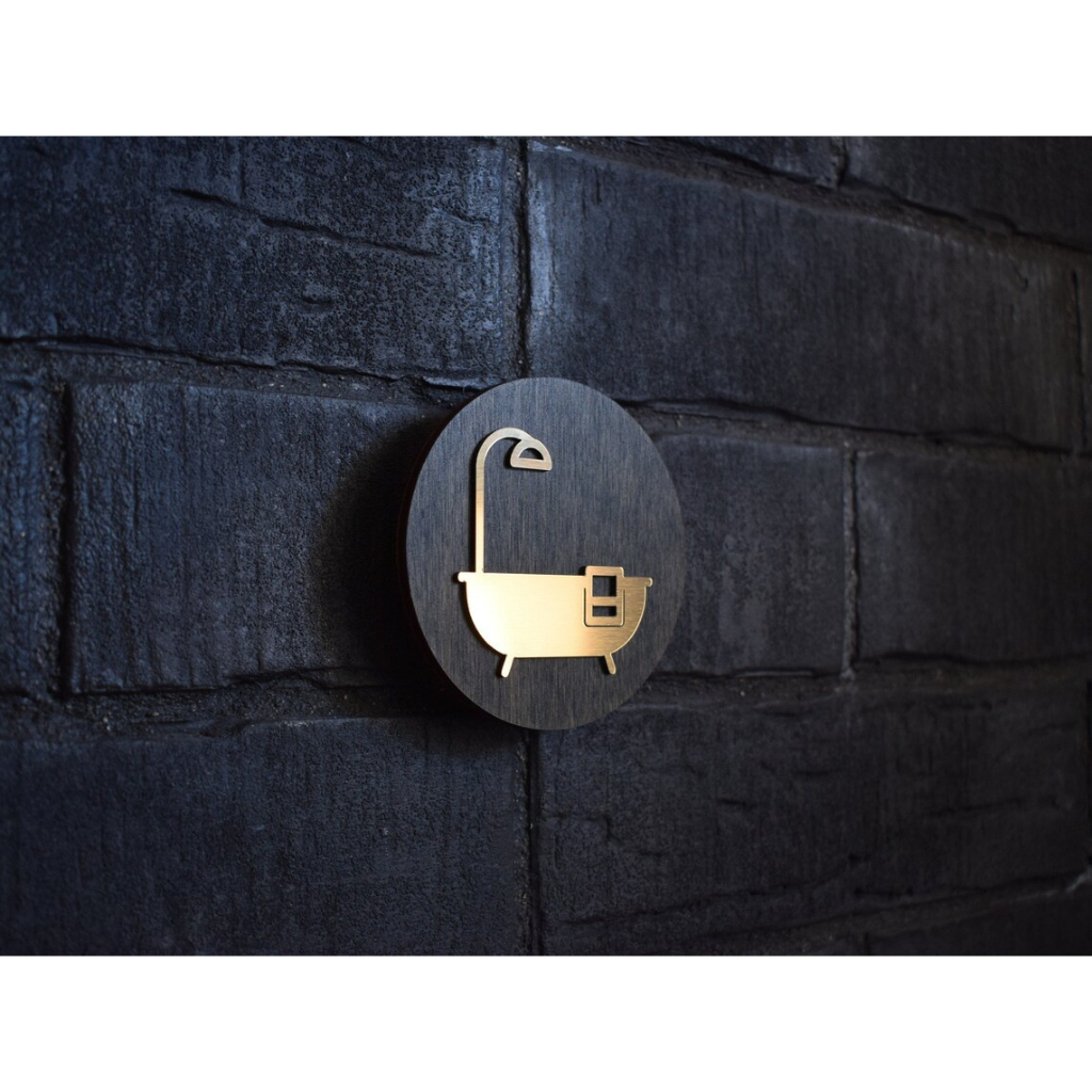 Sign cửa phòng tắm sang trọng, Bảng hiệu phòng tắm, Trang trí phòng tắm, Bảng hiệu cabin bằng Nhôm Aluminum chống nước