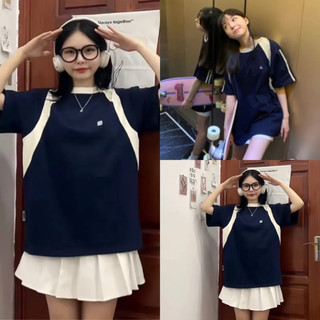 Áo thun babytee phối màu tím than siêu hot