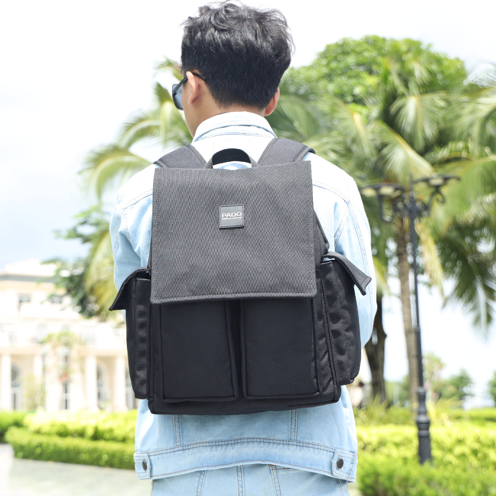 Balo laptop canvas nam nữ thời trang PADO 617 - Thiết kế rộng rãi đựng được laptop 15.6inch - Thương hiệu PADO