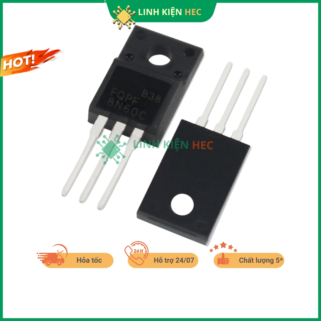 8N60 FQPF8N60C N-Mosfet 8A 600V TO-220F chĩnh hãng linh kiện hec