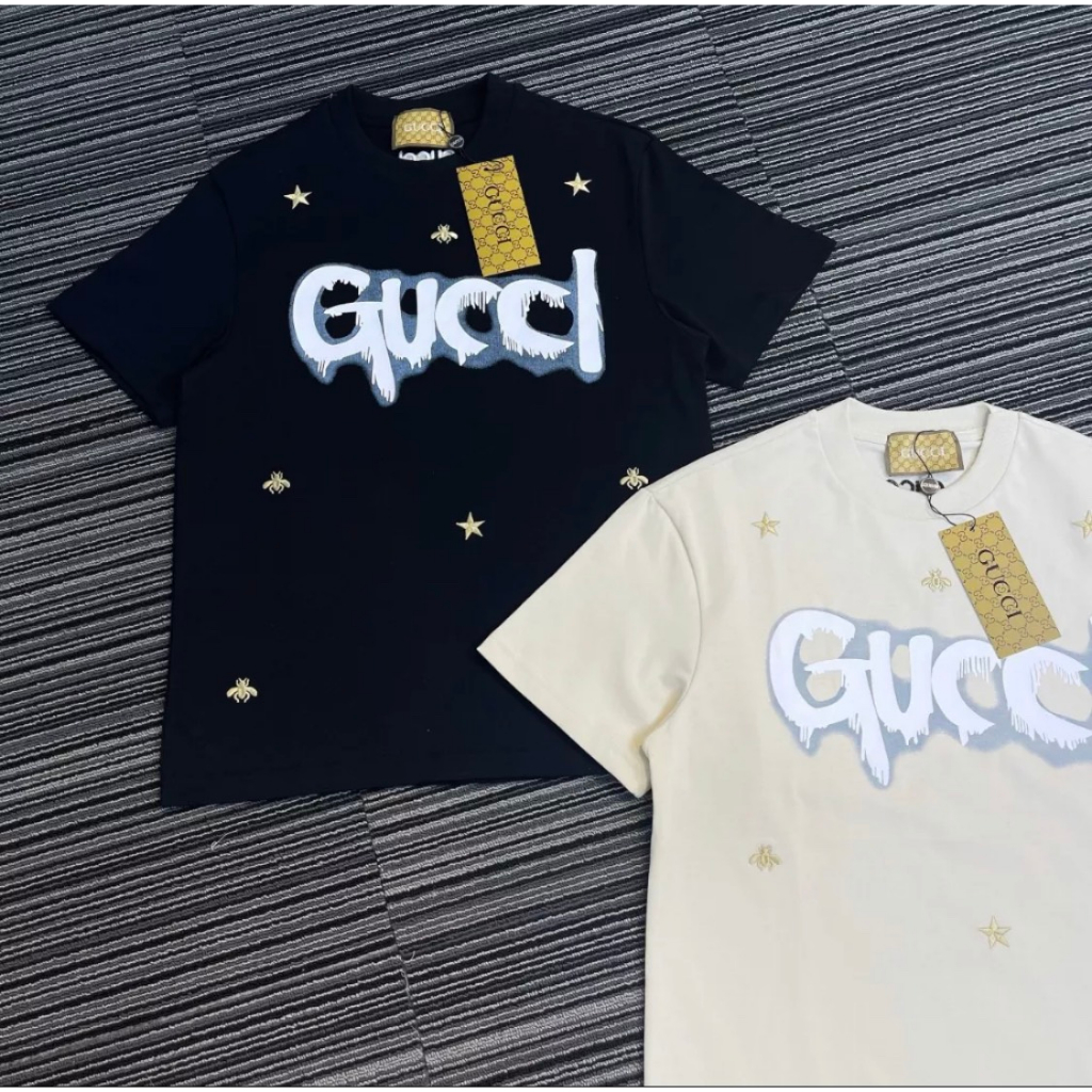 Áo Phông Gucci Thêu Ong Chất Cotton Mát Lạnh Co Dãn 4 Chiều - Áo Phông Chất Liệu Cotton Phong Cách Hàn Quốc