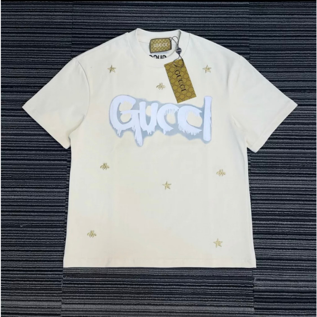 Áo Phông Gucci Thêu Ong Chất Cotton Mát Lạnh Co Dãn 4 Chiều - Áo Phông Chất Liệu Cotton Phong Cách Hàn Quốc