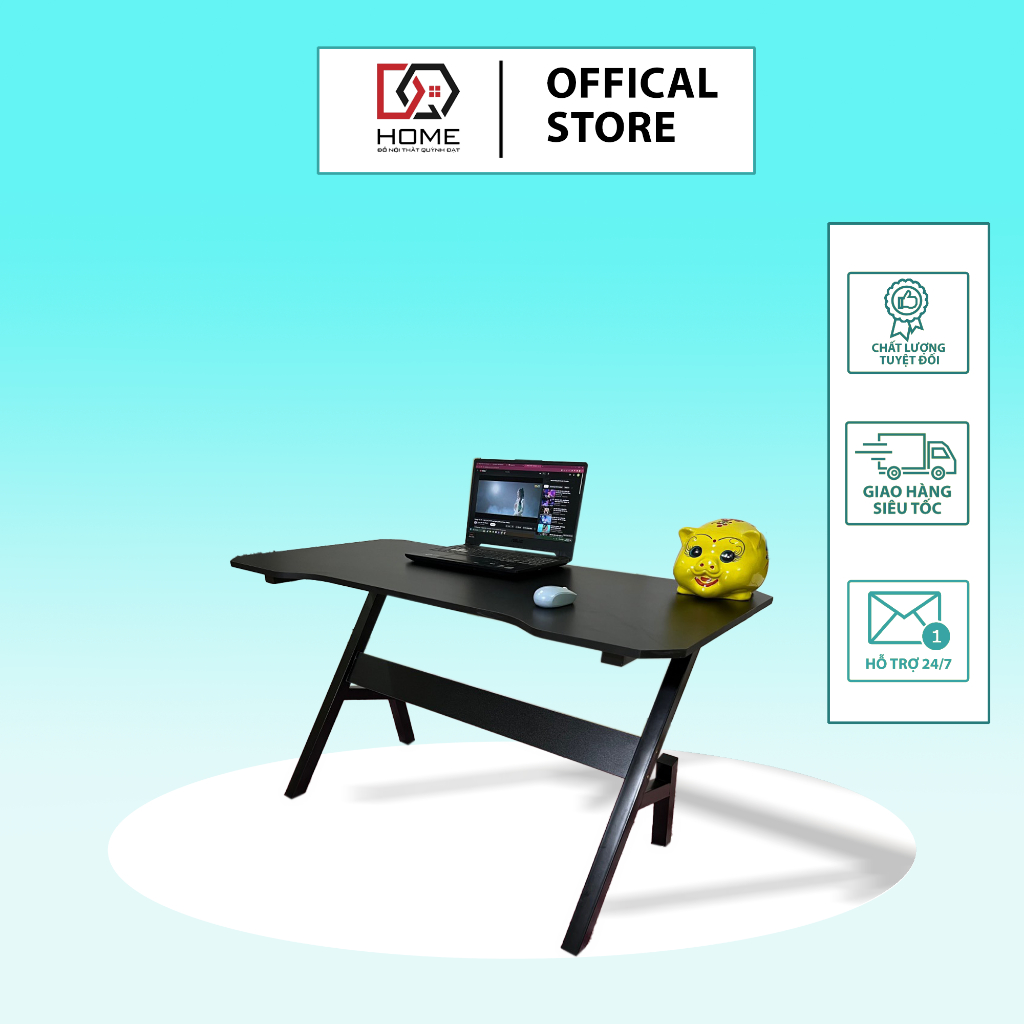 Bàn làm việc Gaming mặt gỗ chắc chắn bền bỉ để PC máy tính cây DQ HOME 100x48x75